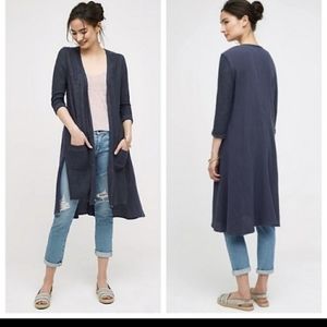 Moth blue linen islet duster cardigan